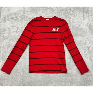 ABERCROMBIE FITCH AF MUSCLE RAISED LOGO STRIPPED RED SWEATER MEDIUM MENS SWEATER